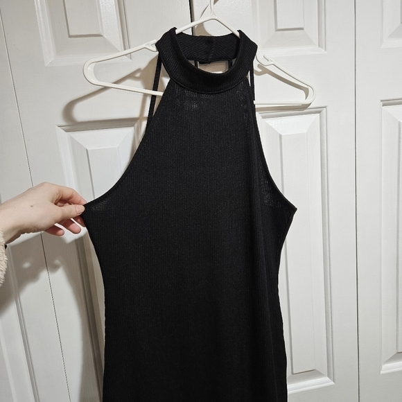 TOPSHOP Black High Neck Sleeveless Dress with Cut Out Back Size 10 - Picture 3 of 11